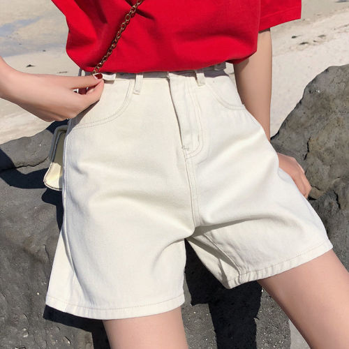 High waist denim shorts women's summer 2020 new student's versatile loose retro chic curled wide leg hot pants