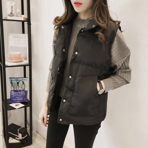Loose cotton vest women's autumn and winter short student's Korean version versatile shoulder vest thickened jacket jacket