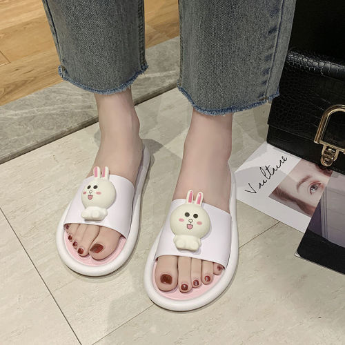 Popular bear slippers female cute cute cute summer bath antiskid outdoor soft bottom couple cartoon sandals man