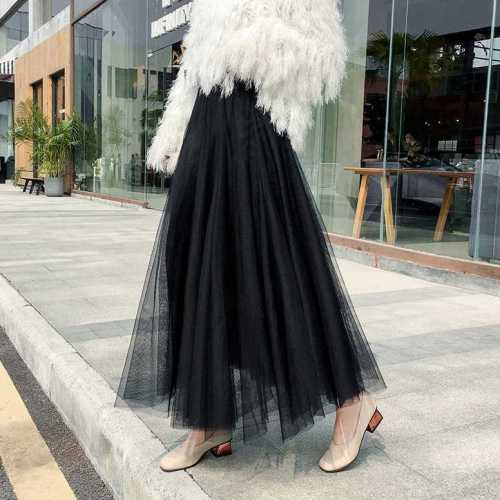 [3 layers of yarn + lining] half skirt women's new Korean version of fairy net skirt