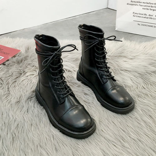 Yang Mi's same long boots women's autumn and winter 2020 Martin boots women's British style lace up handsome Knight's boots high boots