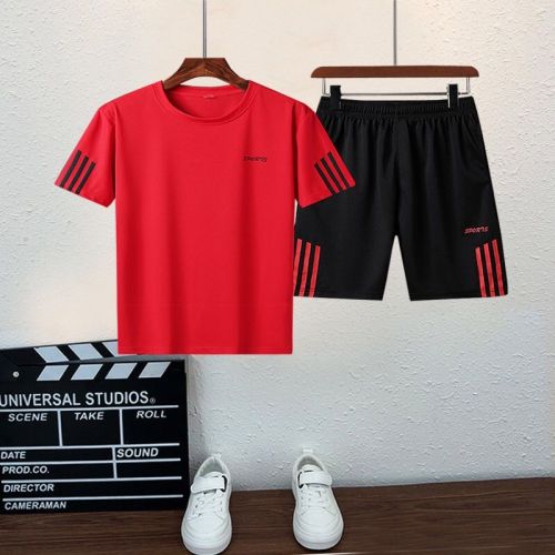 Summer 2020 new short sleeve T-shirt boys' sportswear two piece quick drying clothes and half sleeve shorts