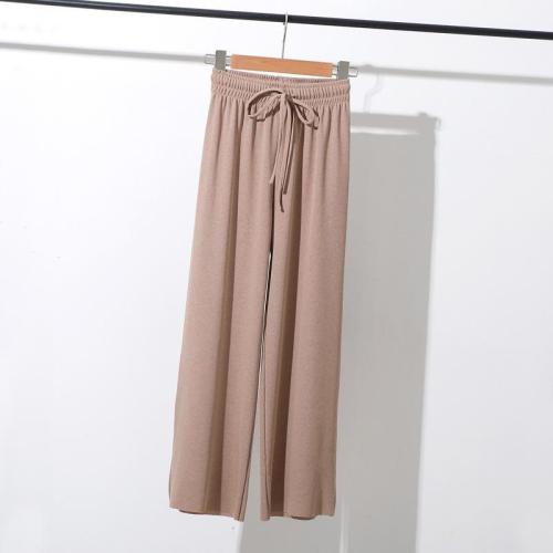 Ice silk wide leg pants women's summer new Korean high waist loose thin Capris vertical casual pants