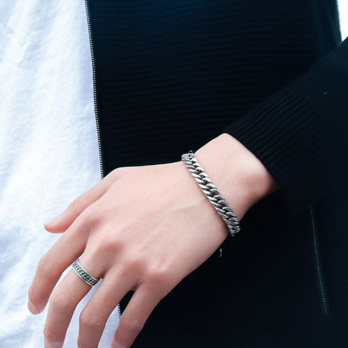 Bracelet men's fashion Korean titanium steel chain personalized boy's hand ornament simple cold wind punk domineering men's wide Bracelet