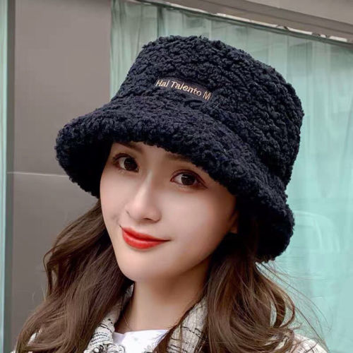 Net red Lamb Fur fisherman's hat woman winter Teddy cashmere hat autumn winter Korean version versatile lovely basin hat trend