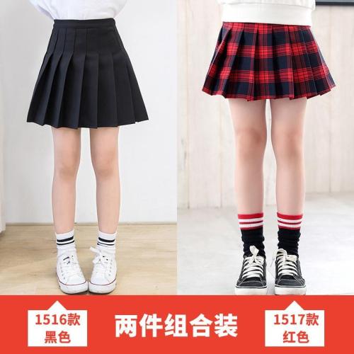 Girl's skirt spring and autumn dress foreign style little girl's skirt college style children's Korean pleated black short skirt spring