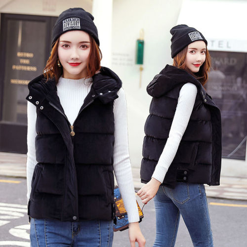 Down cotton vest women's short style autumn winter simple student Korean version slim large thickened cotton vest vest coat