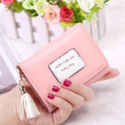 Tassel small purse women's short style new Korean version student change bag card bag women's wallet fashion