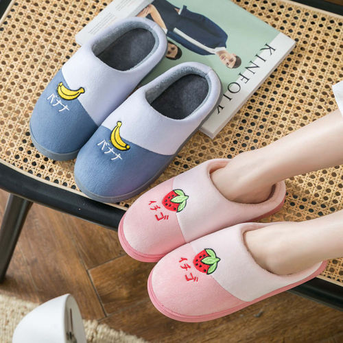 Winter cotton slippers female lovers thick bottom half wrap heel warm slippers women winter new moon shoes lovely fur shoes winter