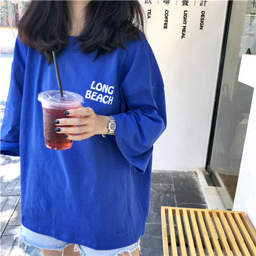 Half sleeve short sleeve female student Korean fashion loose and versatile summer medium sleeve T-shirt