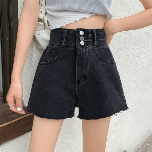 Korean high waist loose A-line wide leg skinny jeans shorts