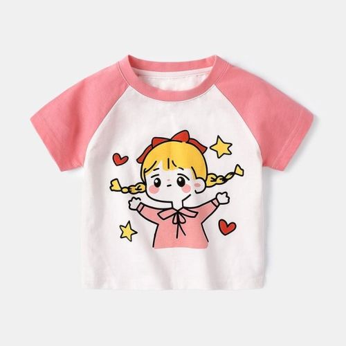 Girls' short sleeve T-shirt pure cotton foreign style new summer clothes children's baby summer Korean fashionable top