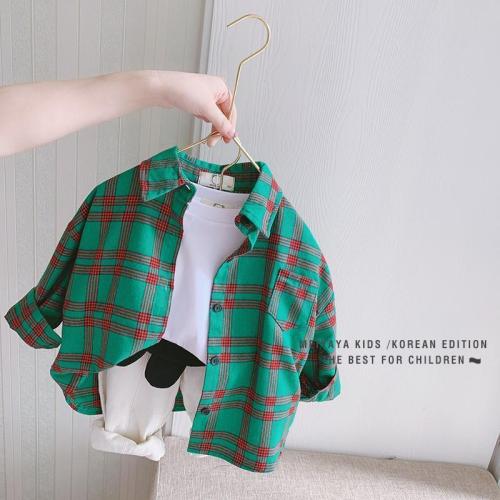 Boys' Plaid Shirt foreign style spring 2020 new Korean children's long sleeve shirt spring and autumn children's top