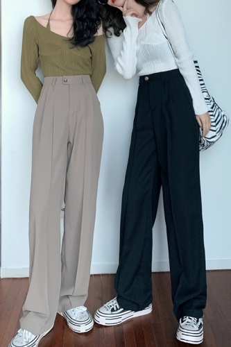 Real photo of 2021 autumn wide leg casual pants
