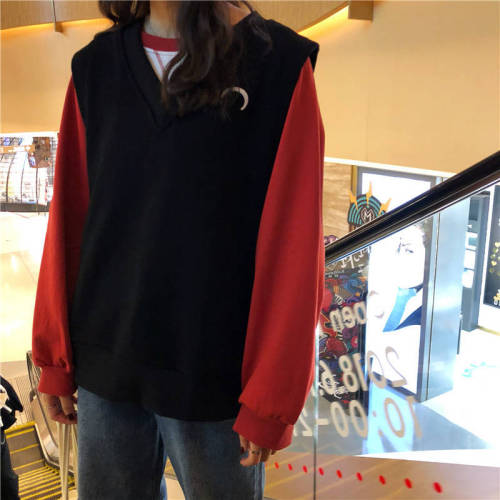 Autumn and winter new knitted plush sweater waistcoat female students Korean version lazy vest loose and thick coat