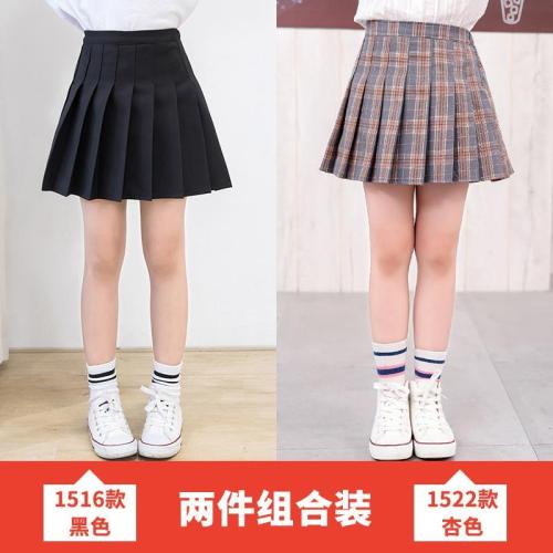 Girl's skirt spring and autumn dress foreign style little girl's skirt college style children's Korean pleated black short skirt spring