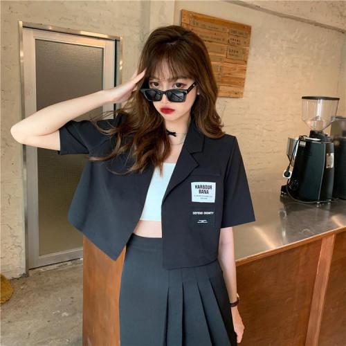 White short sleeve suit coat women's summer wear new thin style fashion design short style small suit