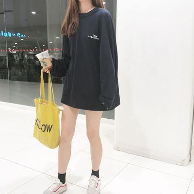  spring and autumn Hong Kong style new white long sleeve t-shirt female couple loose Hong Kong Style ins lazy bottomed Shirt Top