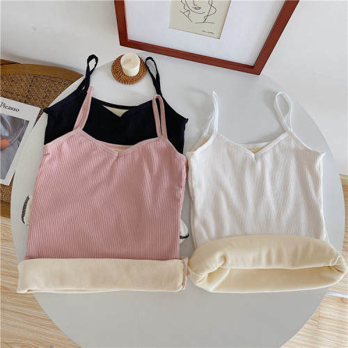 Plush and thickened small suspender vest women's inner layer with spring and autumn and winter heating and cold proof thermal underwear burst bottom coat