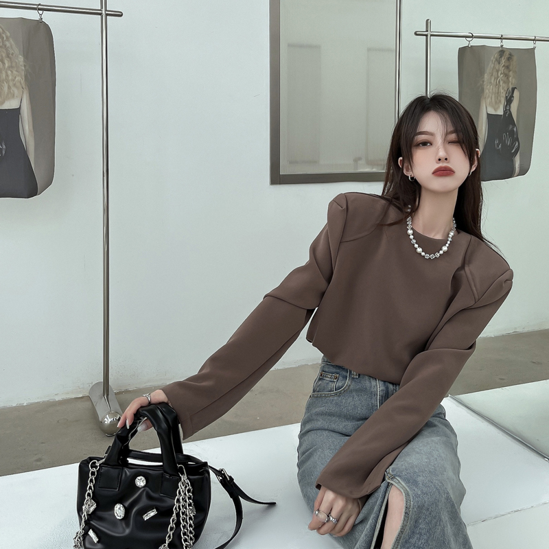 Real price lazy style loose and thin long sleeve short versatile women's sweater