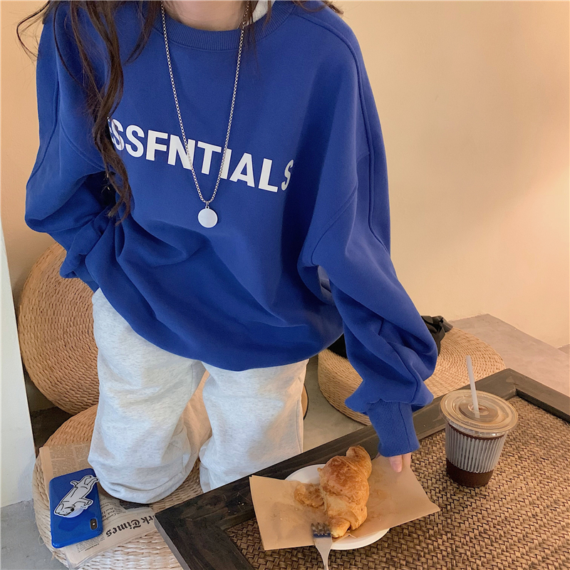 Sweater Plush thickened round neck sweater autumn winter 2021 new lazy wind loose medium length