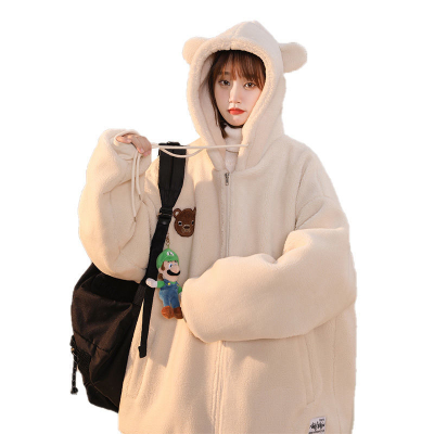 Milk lamb wool cotton clothes women's winter Plush thickened warm coat 2021 new design sense of minority cotton clothes