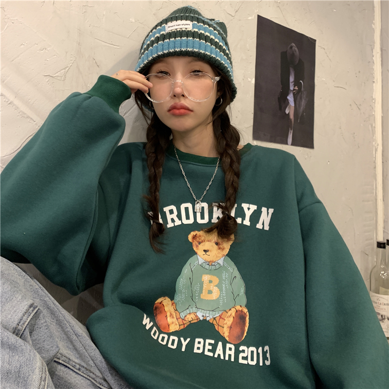 Real shot sweater plus Plush sweater women's autumn lazy coat