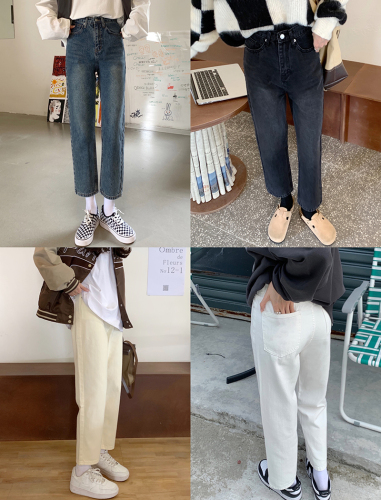 Real price: new four-color straight jeans, loose Retro High Waist Capris in autumn 2021