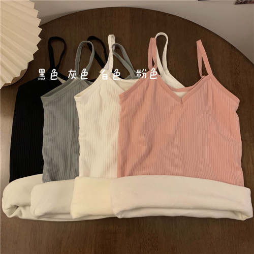 Real shooting real price autumn and winter Plush thickened outer vest suspender slim and warm sleeveless inner bottom coat