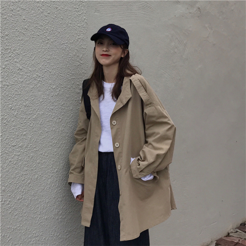 Women's wide loose school season jacket tooling long sleeved jacket Baseball Jacket spring and autumn Korean student trend