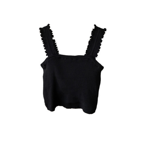 Real price Plush thickened warm vest knitted bottomed shirt with suspender female autumn and winter