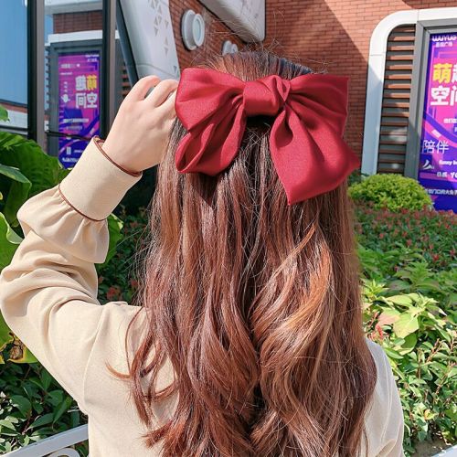 Vintage big bow hairpin top clip fairy Sen female net red edge clip girl spring clip headdress
