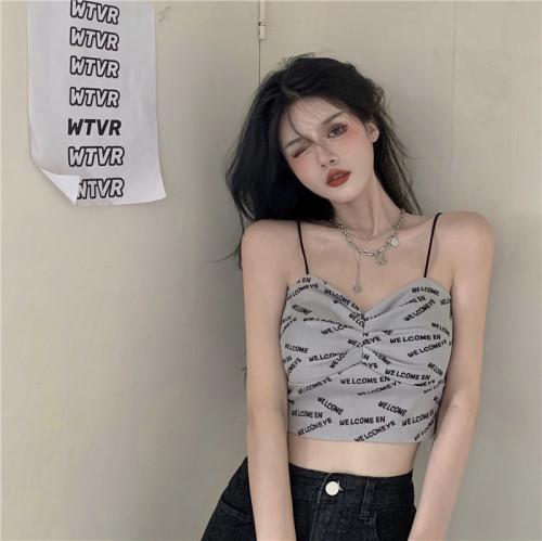 Hong Kong style small suspender vest women's summer design sense, small people wear outside and inside with INS hot girl bottomed shirt and short top