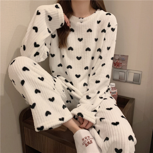 Real price autumn and winter new Korean lazy Wind Love thickened Pajama suit women's pants
