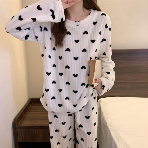 Real price autumn and winter new Korean lazy Wind Love thickened Pajama suit women's pants