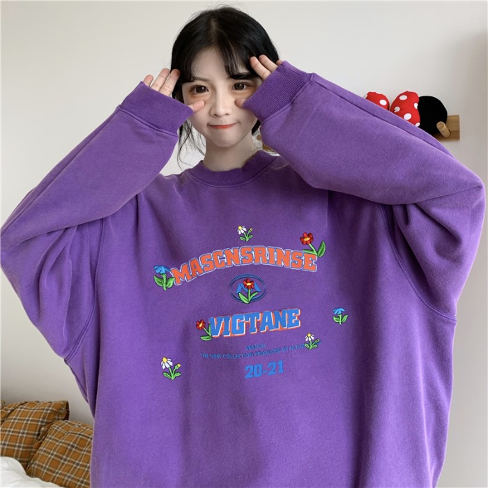 Real shot 2022 Korean version versatile loose printed letter thin women's sweater