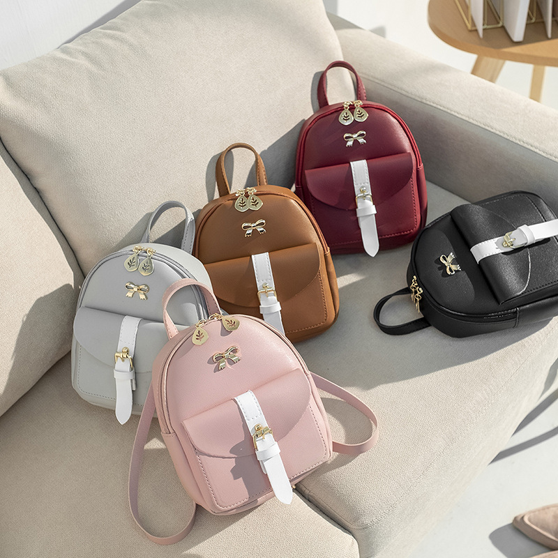Small backpack women's contrast color zipper backpack with one shoulder diagonal cross-border small bag