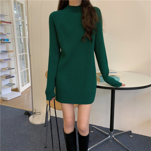 Real price high thick Korean new versatile lazy loose thickened Pullover semi high neck sweater color