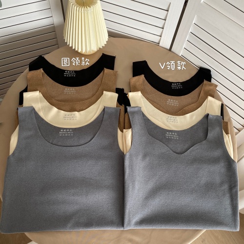 Real shooting, real price, autumn and winter Korean version of solid color German velvet, wearing suspender vest outside, women's inner layer with warm backing, sleeveless top