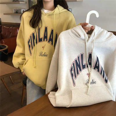 2021 autumn and winter new Korean Plush thickened Hoodie women's loose fashion student top women
