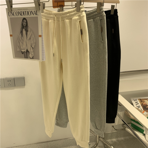 Plush sweatpants women's pants loose autumn and winter style slim versatile Harlan pants legged casual pants