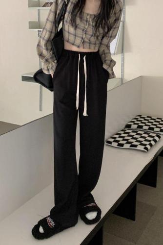 Real shot real price Korean version High Waist Wide Leg versatile casual pants drawstring hanging pants