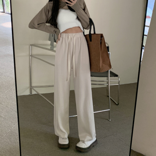 Real shot real price Korean version High Waist Wide Leg versatile casual pants drawstring hanging pants