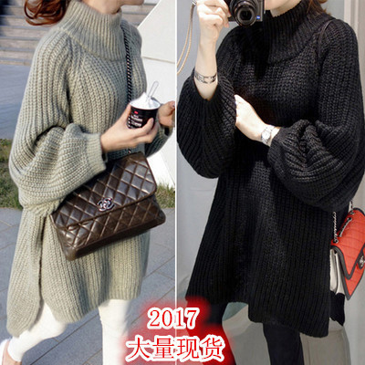 Autumn and Winter New Korean Edition Women's Suit with Slacky Heads and Loose Knitted Sweaters and Long Sleeve Dresses