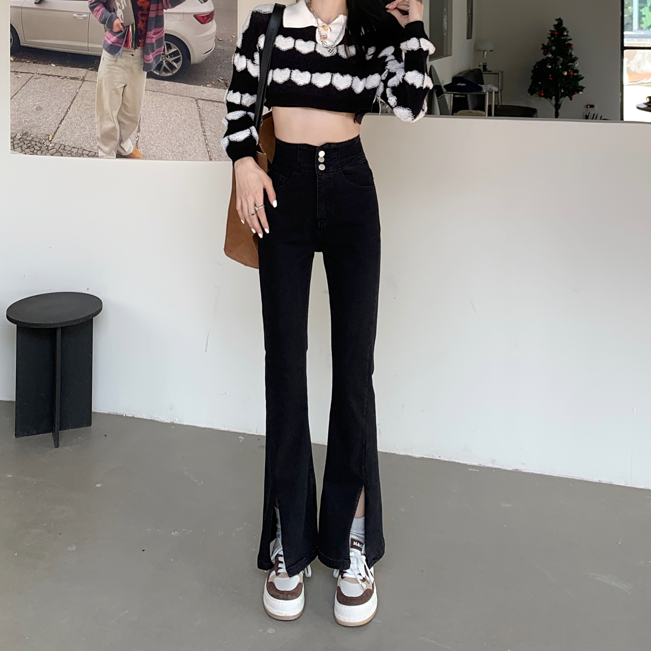 Real price high waist slim jeans