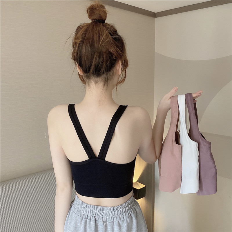 Real price net red fried Street beautiful back suspender vest with bra