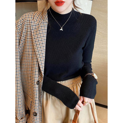 Knitwear women's half high neck bottomed shirt with autumn and winter exotic cashmere sweater 2021 new black top