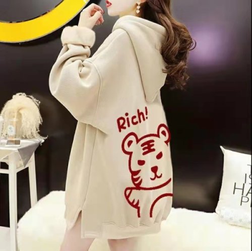 2022 year of the tiger red sweater women's autumn and winter Korean printed Plush thickened jacket for Chinese New Year