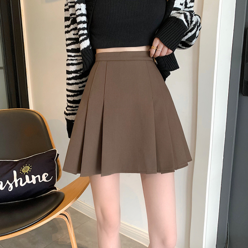 Pleated skirt women's autumn Korean version 2021 new high waist slim fit A-line skirt