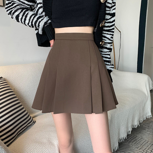 Pleated skirt women's autumn Korean version 2021 new high waist slim fit A-line skirt